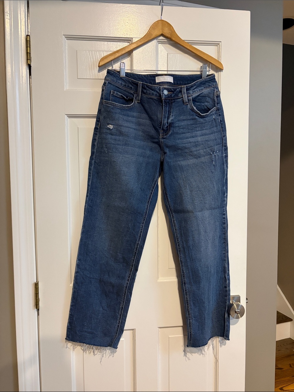 Women’s Cropped Straight-Leg Jeans — Dark Blue